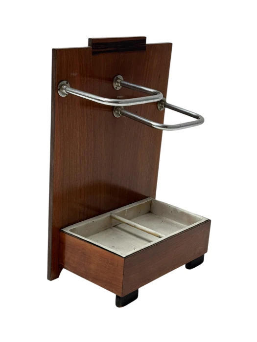 Walnut Art Deco Modernist Umbrella Stand, 1930s